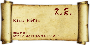 Kiss Ráfis névjegykártya